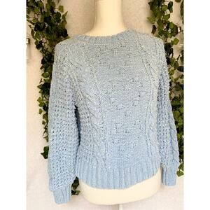 Altar'd state Light Blue Heart Chest Knitted design Sweater Women's sz Small